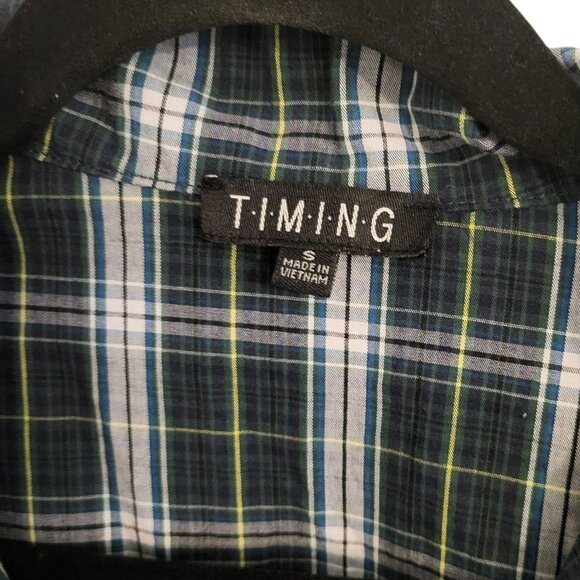 TIMING | Green & Blue 100% Cotton Flannel Crop Top - Picture 3 of 14
